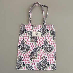 Printfresh Pink and Black Tiger-Print Tote Bag Book Bag Shopping Bag